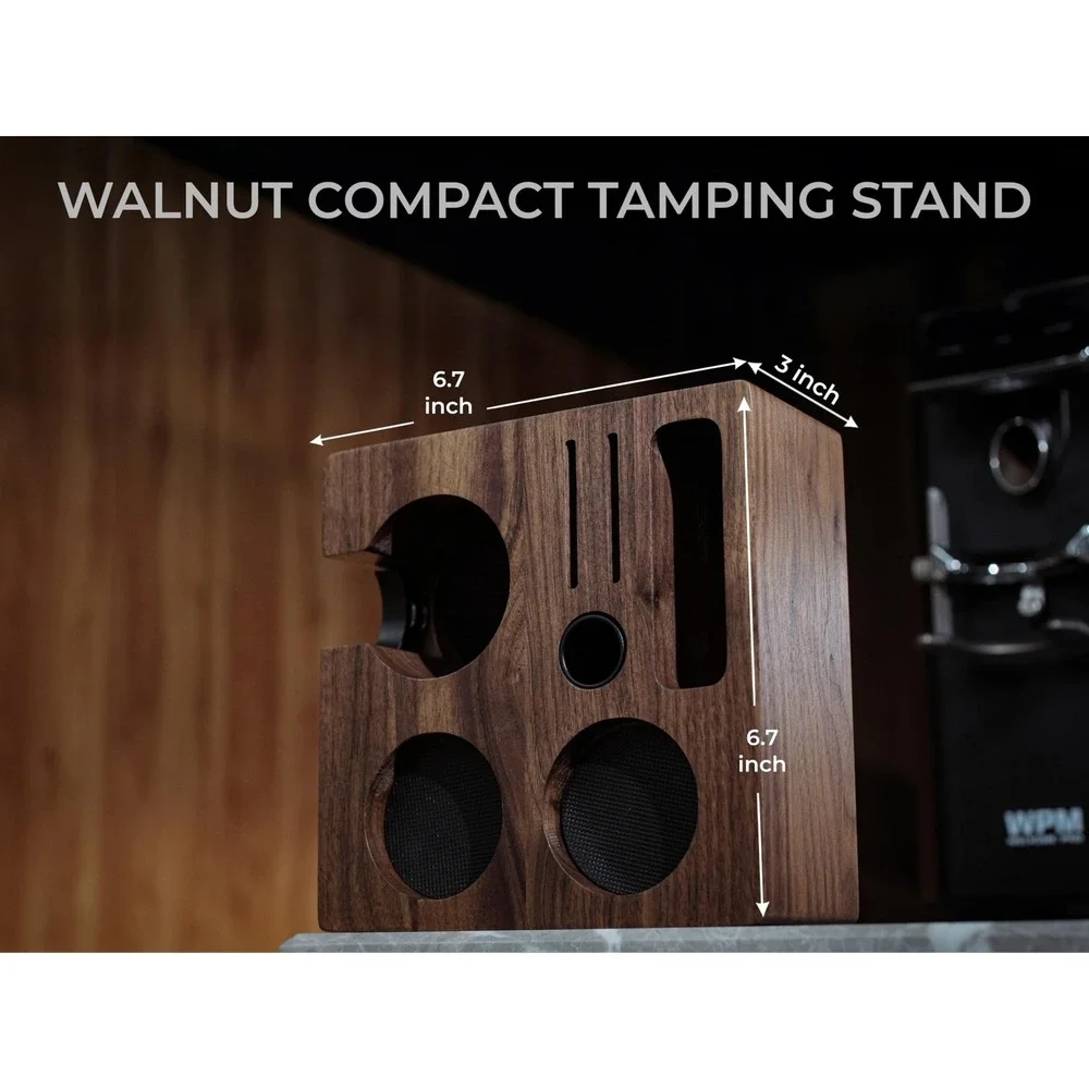 KNODOS Walnut 58mm Espresso Tamper Station Portafilter Holder Organizer Stand